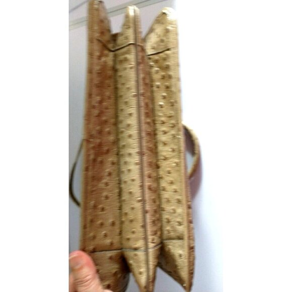 Original By Caprice Faux Ostrich Convertible Shoulder Bag Purse Beige 13 x 12 - Picture 5 of 12